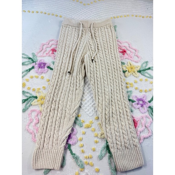 Polly Pants - Polly Cable Knit Pants XS/S Beige Drawstring Cozy‎ Lounge Casual Knitwear